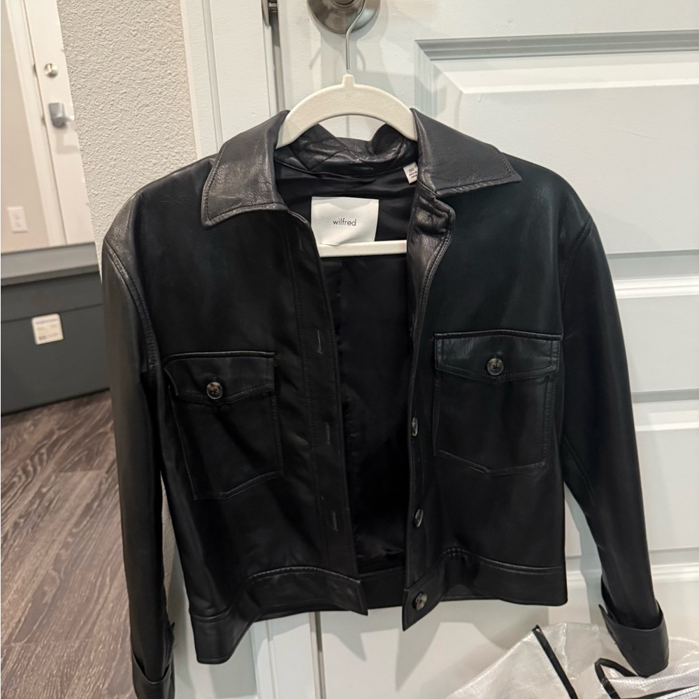 Wilfred Black Leather Coat